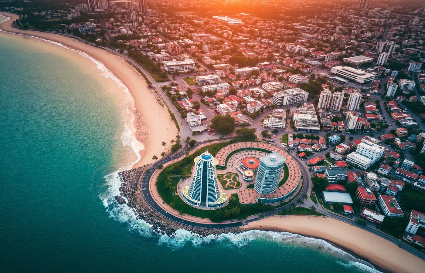 Accra coastline aerial view
